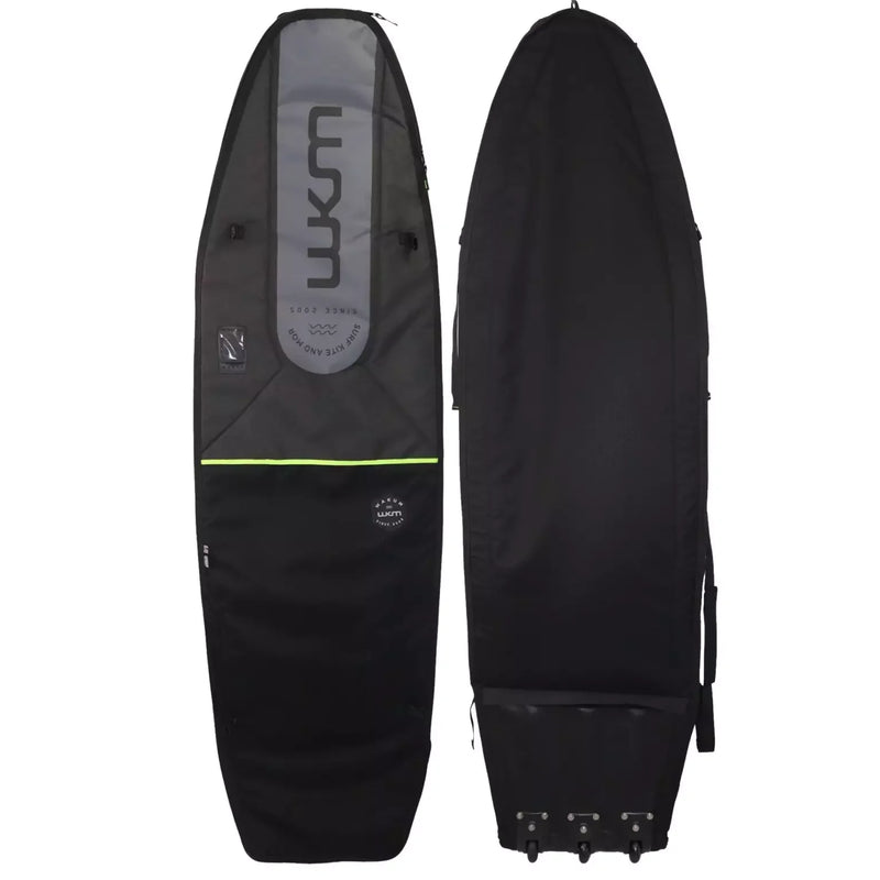 Capa preta para prancha de kitesurf WKM com detalhes cinza, vendida pela Orca Sports.