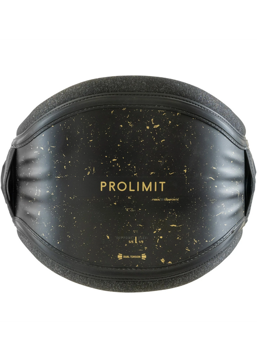 Cinturão de kitesurf Prolimit preto com detalhes dourados, ideal para esportes náuticos.
