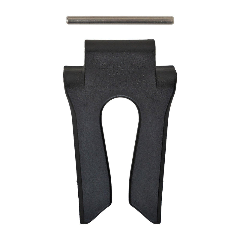 Peça plástica preta para kite, acessório de kitesurf Orca Sports em fundo branco.