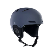 Capacete azul marinho esportivo com viseira, proteção lateral e fecho, produto Orca Sports.