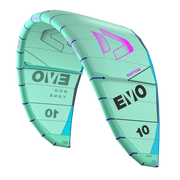Pipa de kitesurf Duotone Evo 10 m² verde claro, destaque para logo da marca, Orca Sports