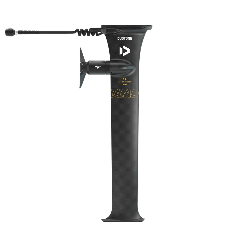 Mastro Duotone DLAB carbono para foil kitesurf, perfil preto com logotipo branco, Orca Sports