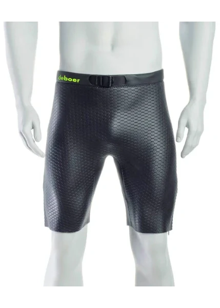 Short de neoprene preto DeBoer para triathlon, destaque para textura e cinto ajustável, Orca Sports