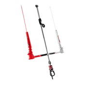 Barra de controle de kitesurf DreamStick X Orca Sports, preta, vermelha e branca, fundo preto