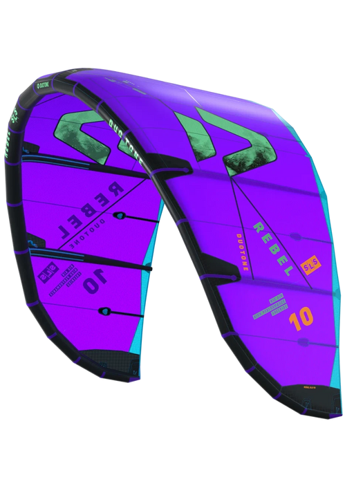 Pipa de kitesurf Duotone Rebel SLS roxa e azul 10m, vendida na Orca Sports