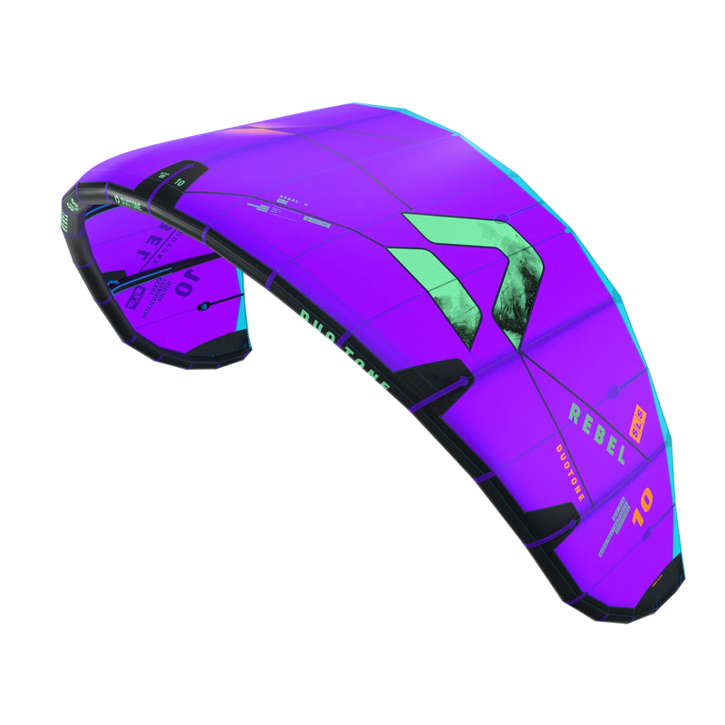 Pipa de kitesurf Duotone Rebel SLS roxa, destaque para a marca e design esportivo, Orca Sports