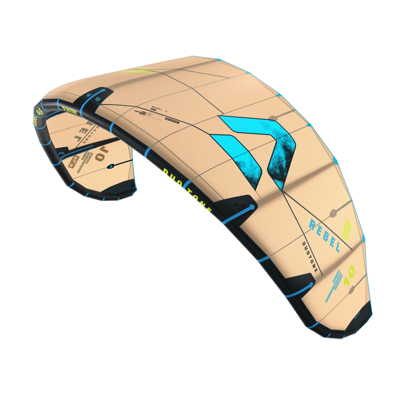 Pipa de kitesurf Duotone Rebel SLS bege com detalhes azuis, produto Orca Sports