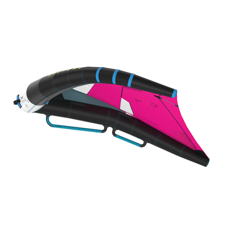 Asa wing foil Orca Sports preta e rosa para kitesurf e esportes aquáticos, vista lateral.