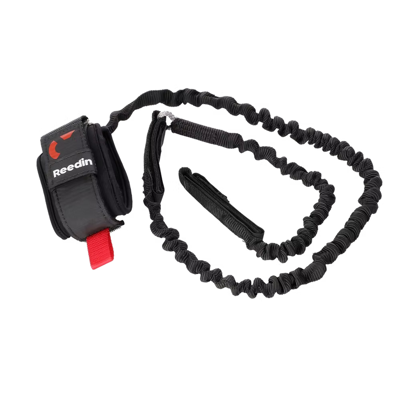 Leash elástico Reedin para kitesurf preto, acessório Orca Sports para segurança no velejo.