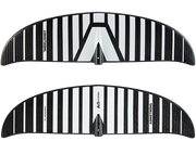 Asas de carbono Armstrong para wing foil, destacando design preto e branco, Orca Sports.