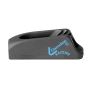 Clamcleat preto para kitesurf e velejo, acessório Orca Sports, com logotipo azul.