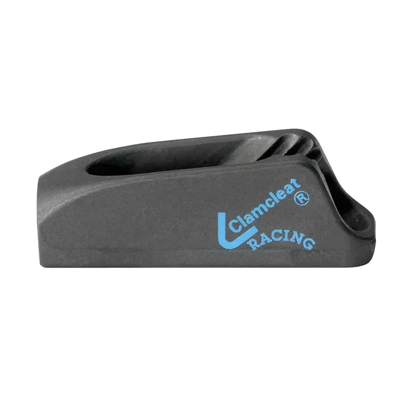 Clamcleat preto para kitesurf e velejo, acessório Orca Sports, com logotipo azul.