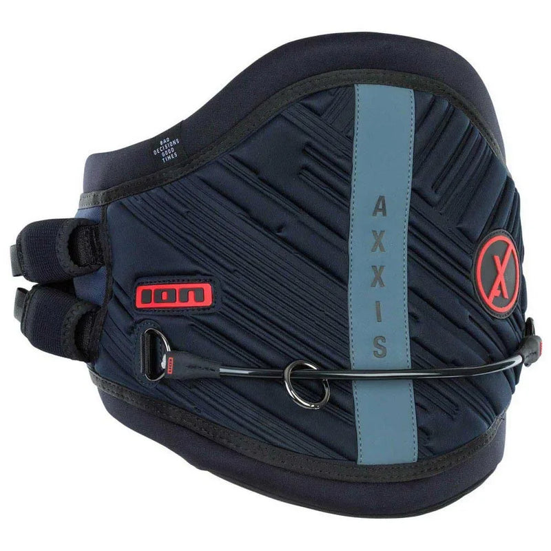 Cinturão de kitesurf ION Axxis azul marinho com detalhes em vermelho, produto Orca Sports.