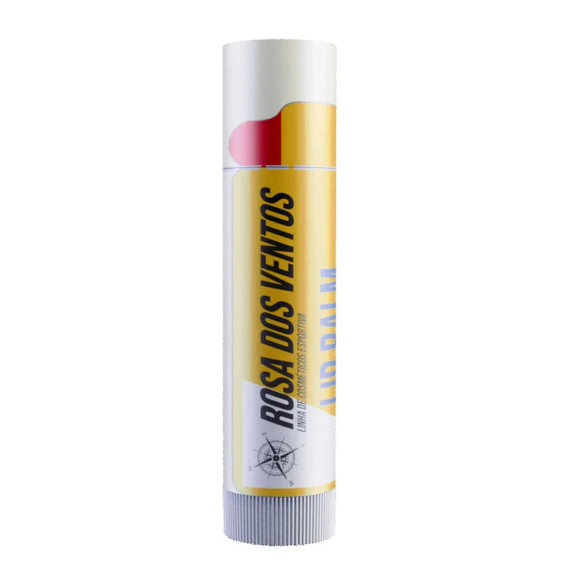Balm labial Rosa dos Ventos para esportes, embalagem amarela, produto Orca Sports.