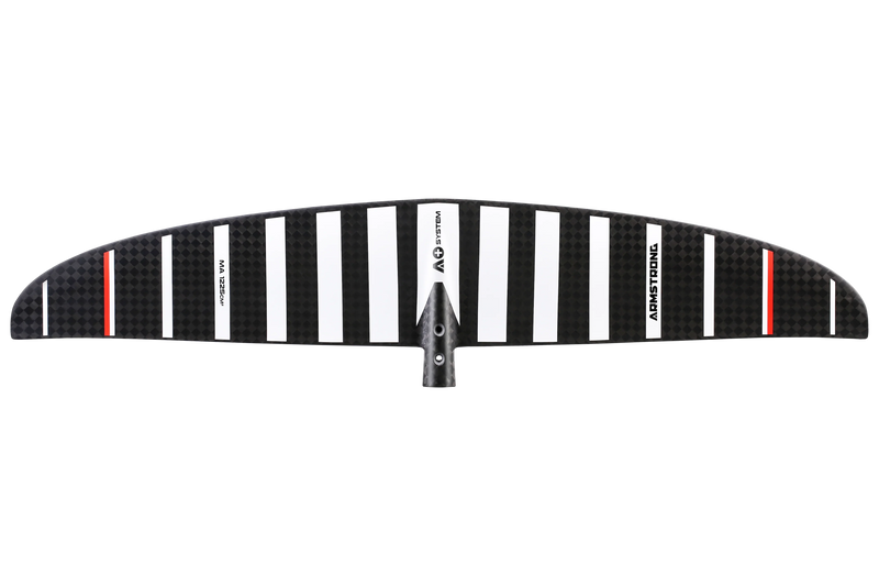 Asa dianteira de hidrofoil Armstrong MA1225 preta com listras brancas, acessório para kitesurf