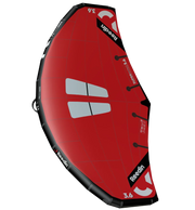 Asa wing vermelha Reedin 3.6 para kitesurf ou wingfoil, vista superior, em fundo preto.
