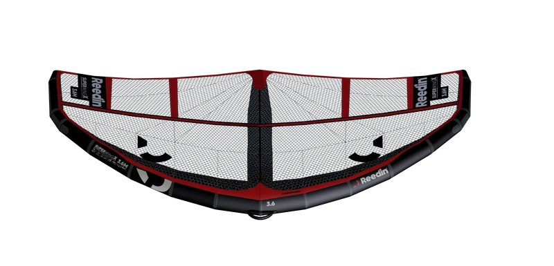 Asa de wingfoil Reedin SuperWingX 3.6M preta e vermelha, produto Orca Sports kitesurf