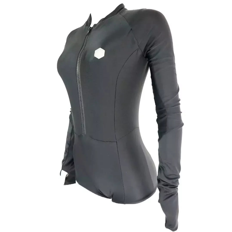 Body de neoprene feminino preto manga longa para kitesurf e esportes aquáticos Orca Sports
